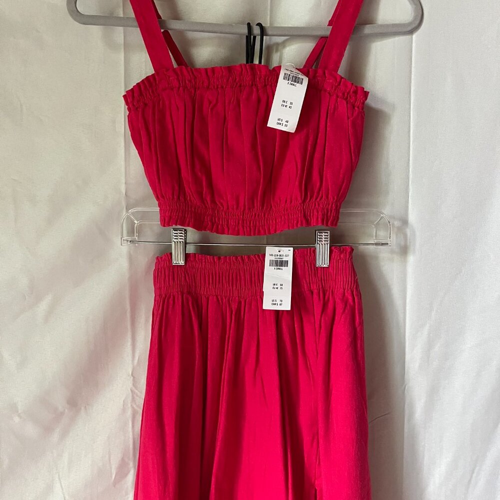 Abercrombie and Fitch, NWT, Maxi-Skirt/Crop Top Set, Fuchsia Linen/Cotton